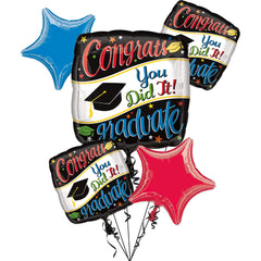Graduation Foil Balloon Bouquet - "Going Places" Theme