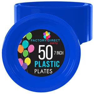 Little Gym - 7 In. Dark Blue Plastic Plates | 50 Ct.