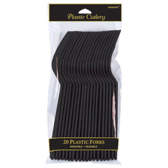 PMA - Jet Black Plastic Forks - Pack of 20