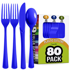 Royal Blue Heavyweight Plastic Cutlery Assortment