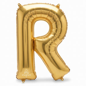 Gold Foil Letter R Balloon - Metallic Mylar Party Decor