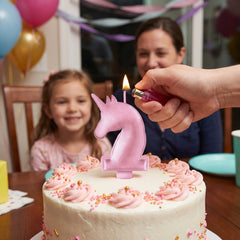 Enchanted Unicorn Wax Birthday Candle - Sparkling Pink