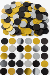 Glittering Metallic Circle Confetti - Black, Gold, Silver, 2.25 oz