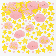 "Oh Baby" Pink and Gold Cloud & Star Confetti - 5 oz Baby Shower Decoration