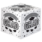 Class 101 - Grad Card Holder Box Party Decoration, White, 12-in