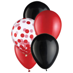 Class 101 - Festive Graduation Latex Balloons - Red & Black Mix (15 Pack)