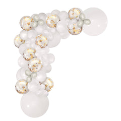 Class 101 - Round Transparent Confetti Latex Balloon Garland Arch Kit, Gold/Silver/White, for Wedding/Birthday Party