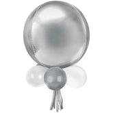 Class 101 - Round Pearl Foil & Latex Balloon Chandelier, Silver/White, 16x26-in, 16-pk, for Birthday Party