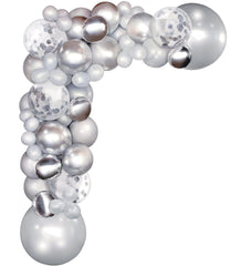 Class 101 - Round Transparent Confetti Latex Balloon Garland Arch Kit, Gold/Silver/White, for Wedding/Birthday Party
