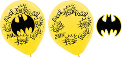 Little Gym - DC Batman "Pow! Zap!" Round Latex Balloon Decorating Kit, Yellow/Black, 12-in, for Birthday Party - 4 Ct.