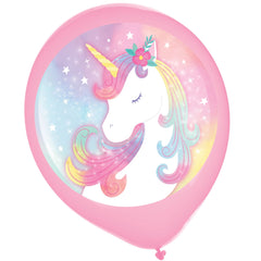 Little Gym - Amscan Unicorn Round Latex Balloons, Pink, 12-in - 5 Ct.