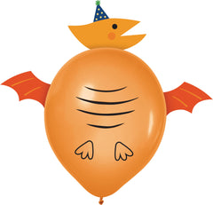 Little Gym - Dino-Mite Round Latex Balloon Decorating Kit, Blue/Orange/Green, 12-in, for Birthday Party - 6 Ct.