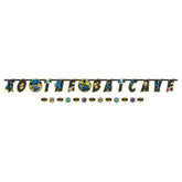 Little Gym - DC Justic League "Happy Birthday" Batman Hanging Garland Banner Decoration, Black/Blue/Yellow, 10.5-ft, for Birthday Party - 2 Ct.