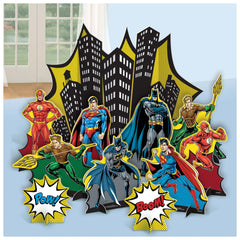 Little Gym - DC Justice League "Pow! Boom!" Superman/Batman/Flash Table Decorating Kit Centerpieces, Multi-Coloured, 13.5 In. for Birthday Party - 1 Ct.