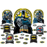 Little Gym - DC Justice League Batman Table Decorating Kit Centerpieces with Confetti, Black/Yellow, 12 In. for Birthday Party - 27 Ct.