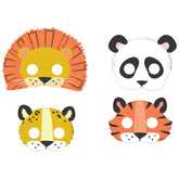 Little Gym - Get Wild Lion/Cheetah/Tiger/Panda Jungle Animal Masks, Multi-Coloured, One Size, Wearable Costume Accessory for Birthdays - 8 Ct.