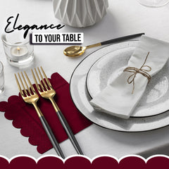 Burgundy Scallop Beverage Napkins - 50 Ct.