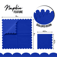 Dark Blue Scallop Beverage Napkins - 50 Ct.