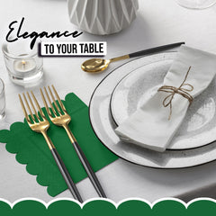Emerald Green Scallop Beverage Napkins - 50 Ct.