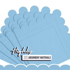 Light Blue Scallop Beverage Napkins - 50 Ct.