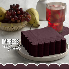 Brown Scallop Beverage Napkins - 50 Ct.