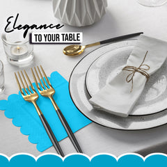 Turquoise Scallop Beverage Napkins - 50 Ct.
