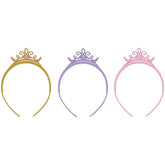 Little Gym - Disney Princess Once Upon A Time Tiara Crown Headbands, Gold/Purple/Pink, One Size, 3-pk, for Birthday Party