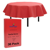 Red Flannel Backed Plastic Table Cover 70 In. Round | Case of 36