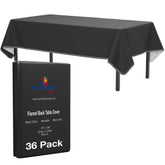 Black Flannel Backed Plastic Table Cover 54 In. x 108 In. | Case of 36