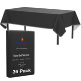 Black Flannel Backed Plastic Table Cover 54 In. x 70 In. | Case of 36