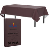 Brown Flannel Backed Plastic Table Cover 54 In. x 70 In. | Case of 36