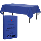 Dark Blue Flannel Backed Plastic Table Cover 54 In. x 70 In. | Case of 36
