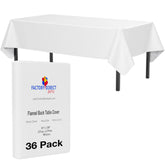 White Flannel Backed Plastic Table Cover 54 In. x 108 In. | Case of 36