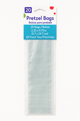 Clear Cello Pretzel Treat Bags with Twist Ties, 9.75-Inch, 20-Pack