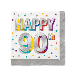 Here's to 90 Birthday Beverage Napkins - 16 Pack - 5 In. X 5 In.