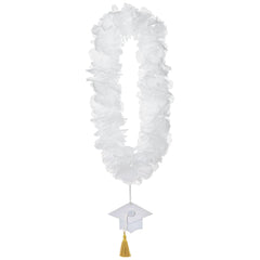Class 101 -White Graduation Celebration Lei Necklace