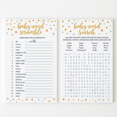 Baby Shower Word Scramble & Search Game Set