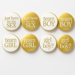 Gender Reveal Party Buttons Set