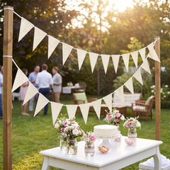 Customizable Glitter White Pennant Banner, 20 ft
