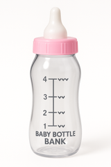 Pink Baby Bottle Coin Bank for Baby Showers