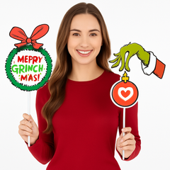 Dr. Seuss The Grinch Christmas Photo Booth Prop Kit, 13-Piece Set
