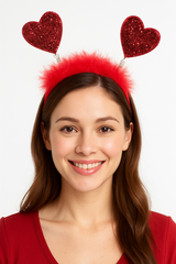 Valentine's Day Red Glitter Heart Head Bopper