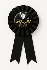 "Groom To Be" Award Ribbon - Black Tuxedo Design