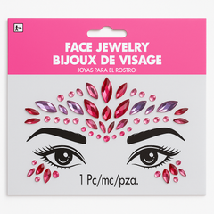 Bright Pink Self-Adhesive Face Jewels - 1.5" x 4.5"