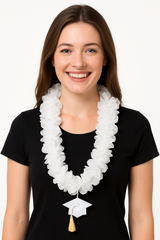 White Graduation Celebration Lei Necklace