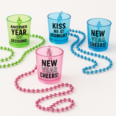 Light-Up New Year's Eve Shot Glass Necklaces, 6-Pack
