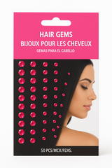 Sparkling Pink Hair Gems Set - 50 Pieces