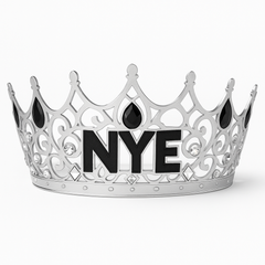 Silver "NYE" Royal Jeweled Crown Tiara for New Year's Eve