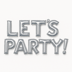 Silver Metallic "LET'S PARTY" Foil Balloon Banner