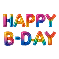 Rainbow Happy B-Day Foil Air-Filled Balloon Set